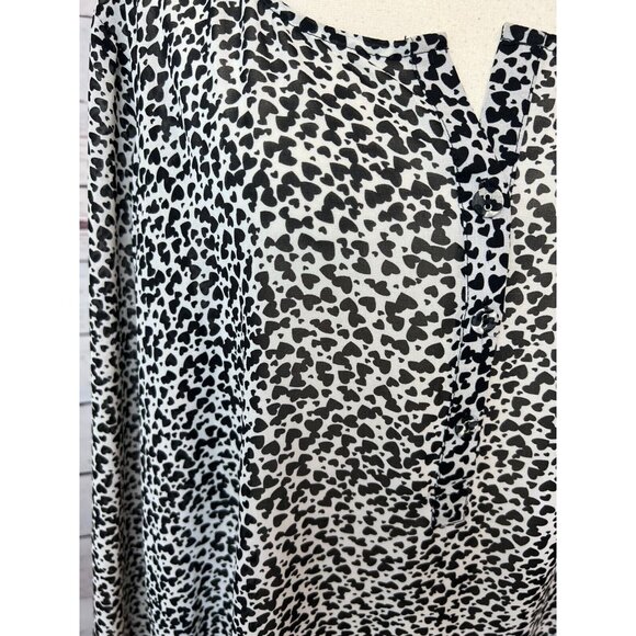Torrid Plus Size Blouse 2X 2 Sheer long sleeve Hearts 10455965 Long Sleeve Shirt - Picture 5 of 12